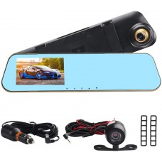 4.3 Inch Screen HD Dual DVR Lens Camera Rearview Mirror Dash Cam 